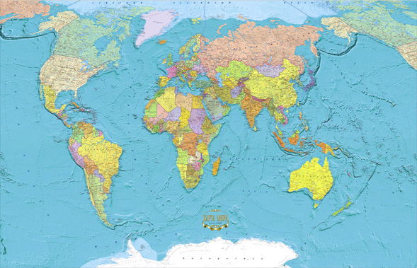 Карта политическая  рельефная 3Д