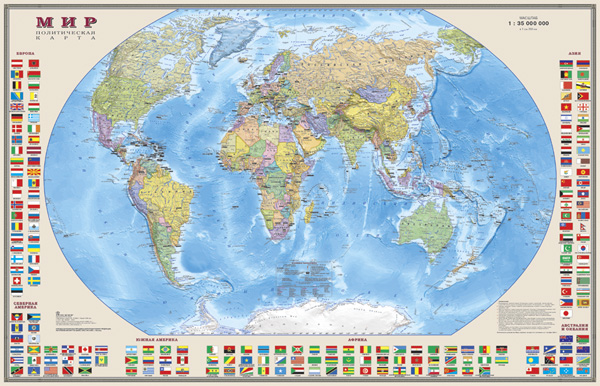 Политическая карта Мира с флагами