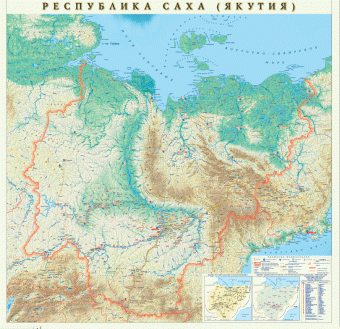 Карта Республики Саха (Якутия), 250*250 см