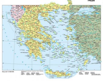 Политическая карта Греции, 130*100 см