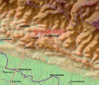Рельефная карта гор Гималаи в багете, размером 90х55 см
