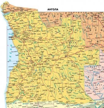 Административная карта Анголы 29*42 см.