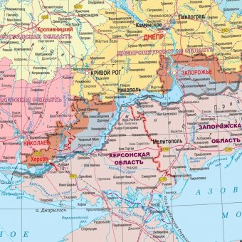 Карта СВО в Украине, ЛНР, ДНР, Херсонской и Запорожской областей, 54.3 х 40 см