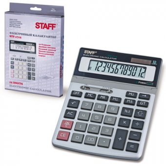 Калькулятор настольный STAFF STF-1712, 12 разрядный с двойным питанием
