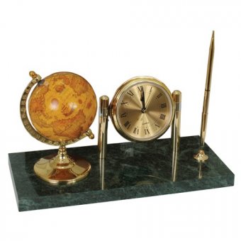 Настольный набор с глобусом и часами GALANT на мраморной подставке