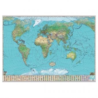 Карта мира. Общегеографическая с флагами GlobusOff 194 х 138 см