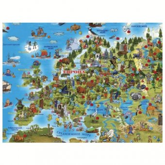 Карта мира (для детей) на рейках в картонном тубусе