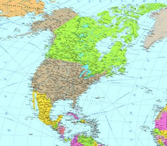 Политико-административная карта Северной Америки 100*114 см