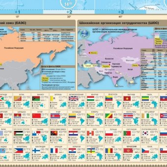Политическая карта Мира 158х107 см расширенная с дополнительной информацией Globusoff