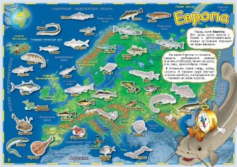 Атлас мира для детей с наклейками "Рыбы"