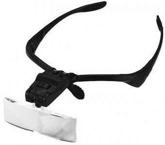 Лупа-очки ANYSMART налобная 1,0/1,5/2,0/2,5/3,5x, с подсветкой (2 LED) MG9892B