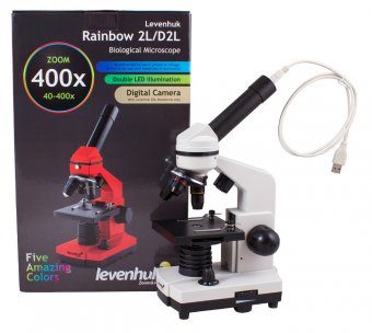 Микроскоп Levenhuk (Левенгук) Rainbow D2L, 0,3 Мпикс, Moonstone\Лунный камень