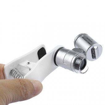 Микроскоп ANYSMART 60x мини, с креплением для смартфона, подсветкой (2 LED) и ультрафиолетом (9882-W)