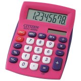 Калькулятор CITIZEN карманный SDC-450NPKCFS, 8 разрядов, двойное питание, 120х72мм, РОЗОВЫЙ