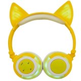 Светящиеся наушники "Ушки кошки" с подсветкой и Bluetooth, желтые