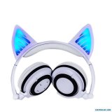 Светящиеся наушники "Ушки кошки" с подсветкой и Bluetooth, белые