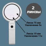 Лупа ручная, настольная для чтения и рукоделия с подсветкой 5х, 11х ANYSMART