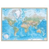 Карта Мира Меркатора физическая 115 х 160 см, GlobusOff