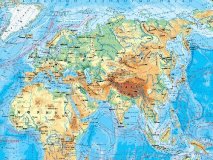 Настольная физическая карта Мира, 1:55,3М