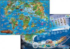 Двухсторонняя карта Мира "Популяция Динозавров"