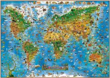 Обзорная карта Мира"Для детей.Животные" на рейках