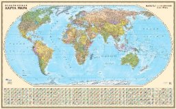 Политическая настенная карта Мира, 1:19М на рейках