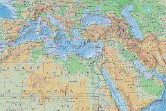 Общегеографическая карта Ближнего Востока на рейках, 150*100 см