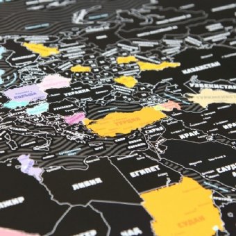 Карта Мира со скретч слоем TrueMap Plus Noir