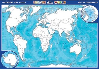 Пазл-раскраска картографический "Мир" на английском