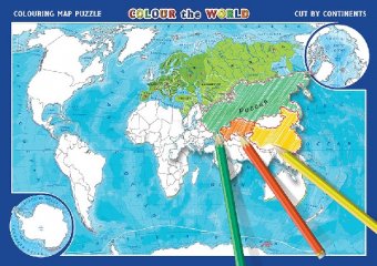 Пазл-раскраска картографический "Мир" на английском