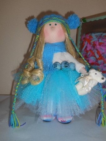 Интерьерная кукла тильда Зефирка в голубом, серия "Зефирия"