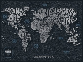 Скретч-карта мира креативная LETTERS World Travel Map 