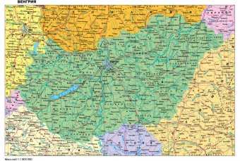 Административная карта Венгрии 70*40 см