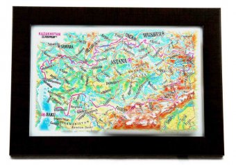 Сувенирная рельефная карта Казахстана в рамке