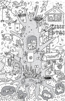 Большой плакат-раскраска "Жизнь на дереве" 120*80 см