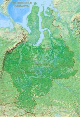 Физическая карта Тюменской области 200*140 см