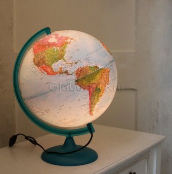 Глобус рельефный с двойной картой и подсветкой от батареек d=42 см