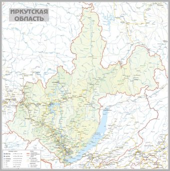 Административная карта Иркутской области 150 х 150 см