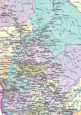 Административная карта Хабаровского края 150*150 см