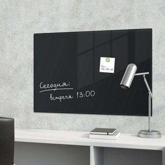 Доска магнитно-маркерная стеклянная BRAUBERG черная, 40х60 см, 3 магнита