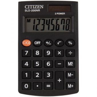 Калькулятор карманный Citizen SLD-200NR 8 разрядов двойное питание 62*98*10мм, черный