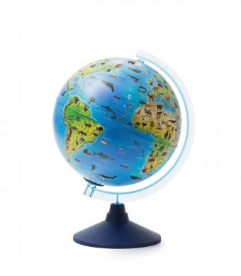 Глобус Земли зоологический с подсветкой от батареек d=25 см (на английском языке)