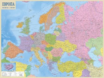 Административная карта Европы 160*106 см