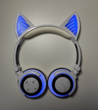 Светящиеся наушники "Ушки кошки" с подсветкой и Bluetooth, белые