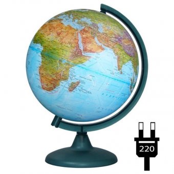 Глобус Земли с двойной картой и подсветкой от сети, d=25 см