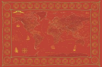 Скатерть непромокаемая "Карта Мира в морском стиле" красная, 180*145 см