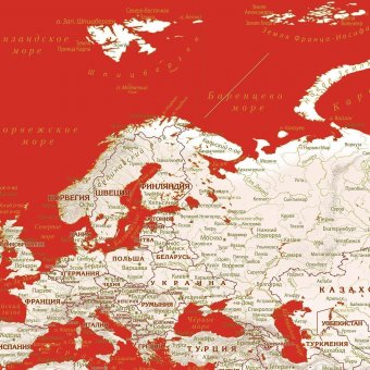 Скатерть "Карта Мира в морском стиле" красно-белая, 180*145 см