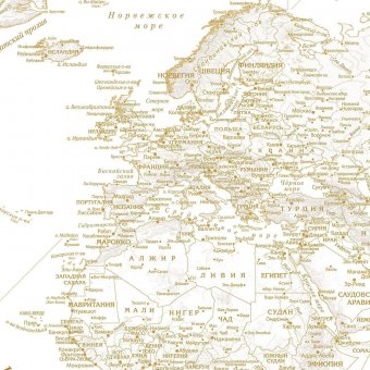 Скатерть "Карта Мира в морском стиле" белая с золотом, 120*145 см