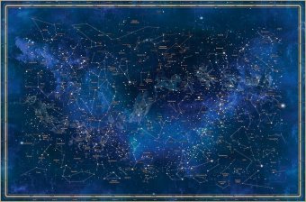 Скатерть "Карта Звёздное Небо" синяя, 180*145 см