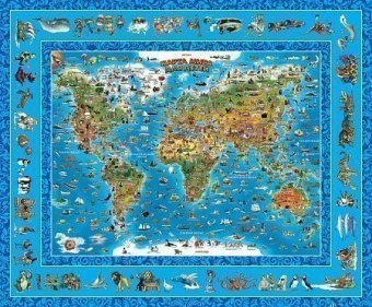 Скатерть непромокаемая "Детская карта мира большая" 145*120 см